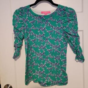 Lilly Pulitzer Teal Zebra Print Blouse